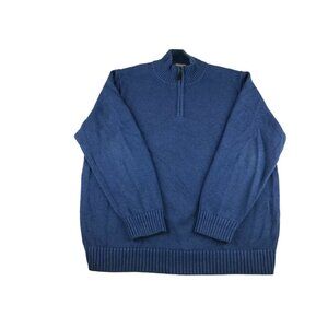 L.L. Bean Mens Blue 100% Cotton Long Sleeve 1/4 Zip Pullover Sweater Size XL-Reg